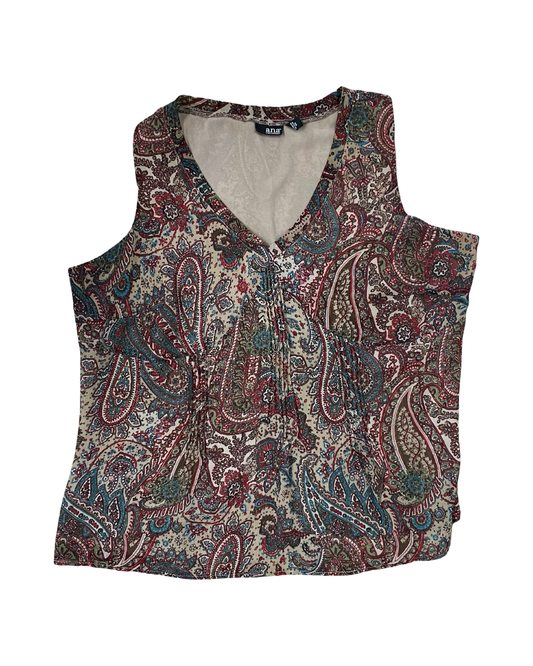Top Sleeveless By Ana In Brown & Red, Size:1X