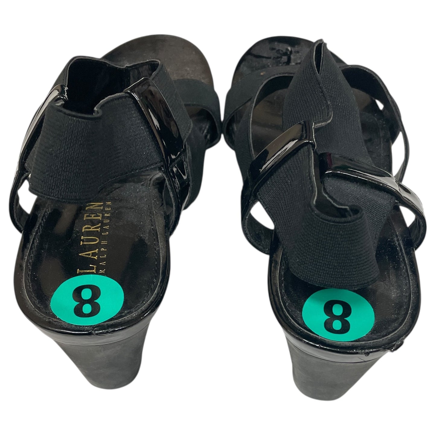 Sandals Heels Wedge By Lauren By Ralph Lauren In Black, Size:8