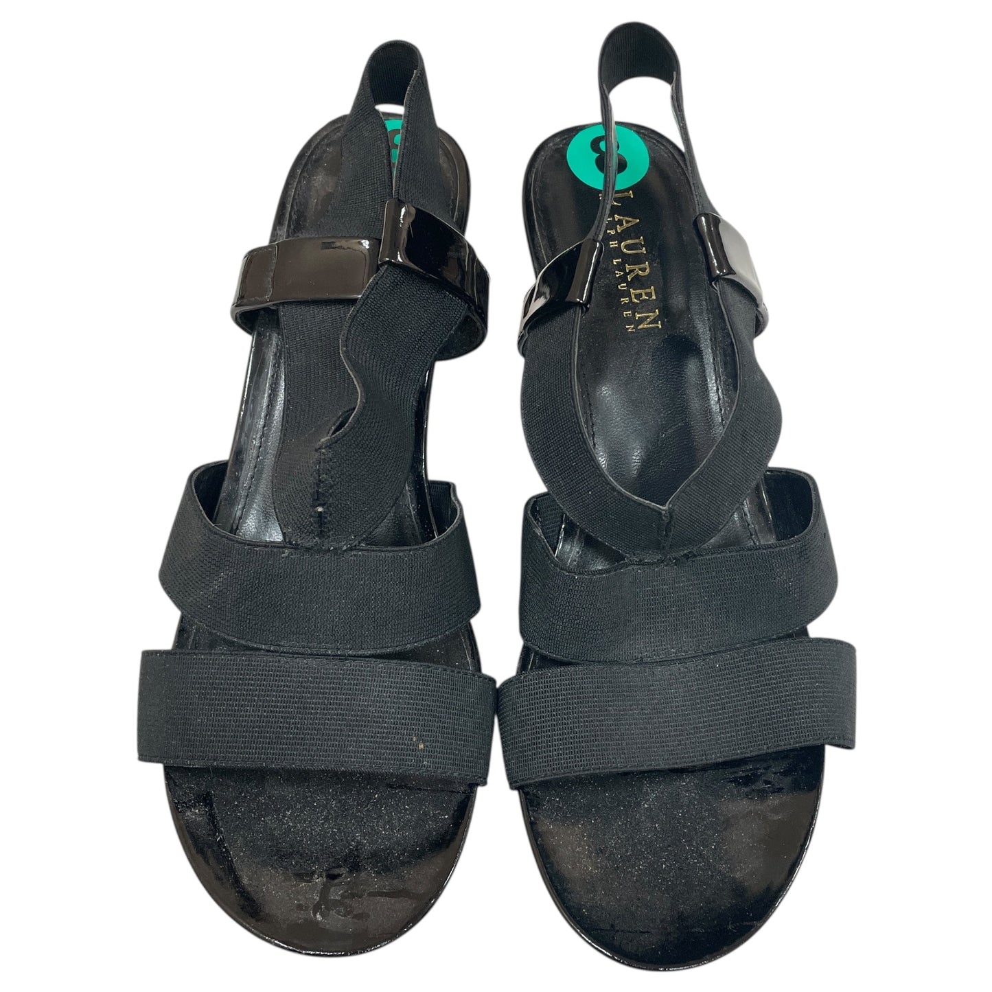 Sandals Heels Wedge By Lauren By Ralph Lauren In Black, Size:8