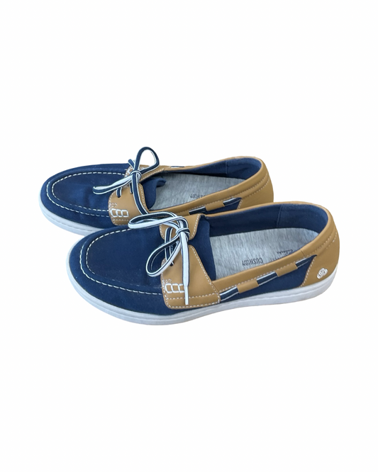 Shoes Flats By Clarks In Blue & Tan, Size:7
