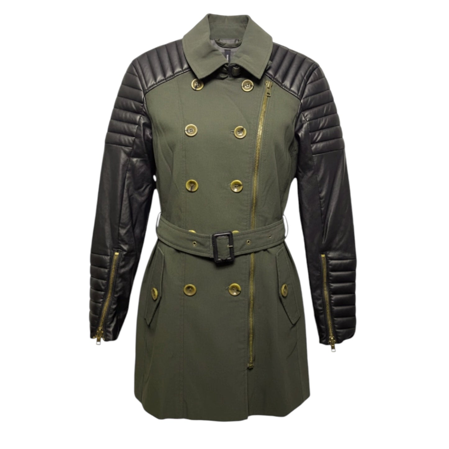 Keanu Mixed Media Trench Coat By W118 By Walter Baker In Green, Size: XS