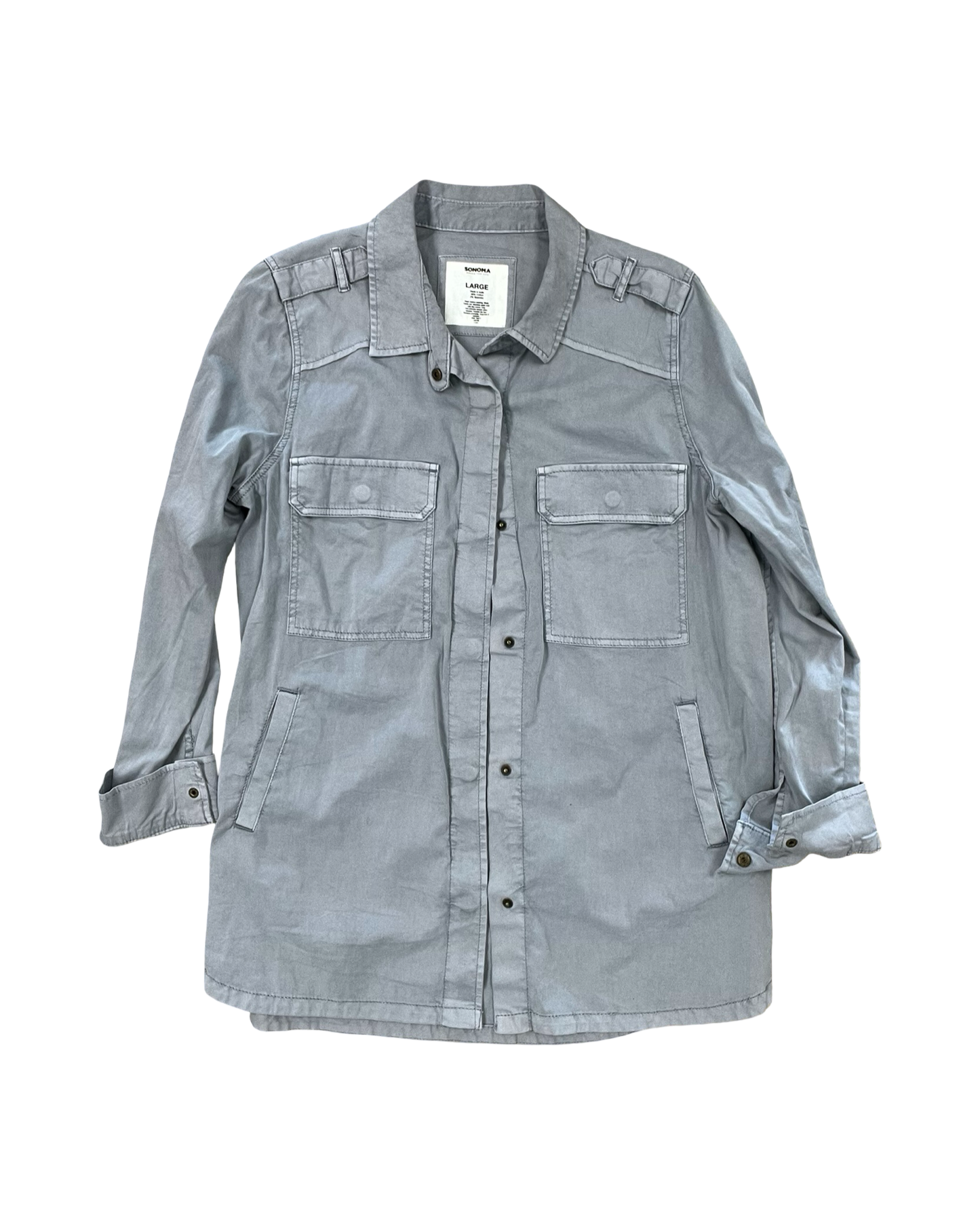 Jacket Shirt By Sonoma In Grey, Size:L