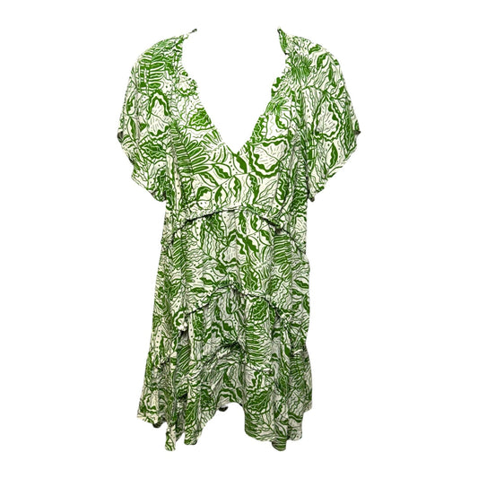 Robin Tiered Mini Dress By Anthropologie In Green, Size: S Petite