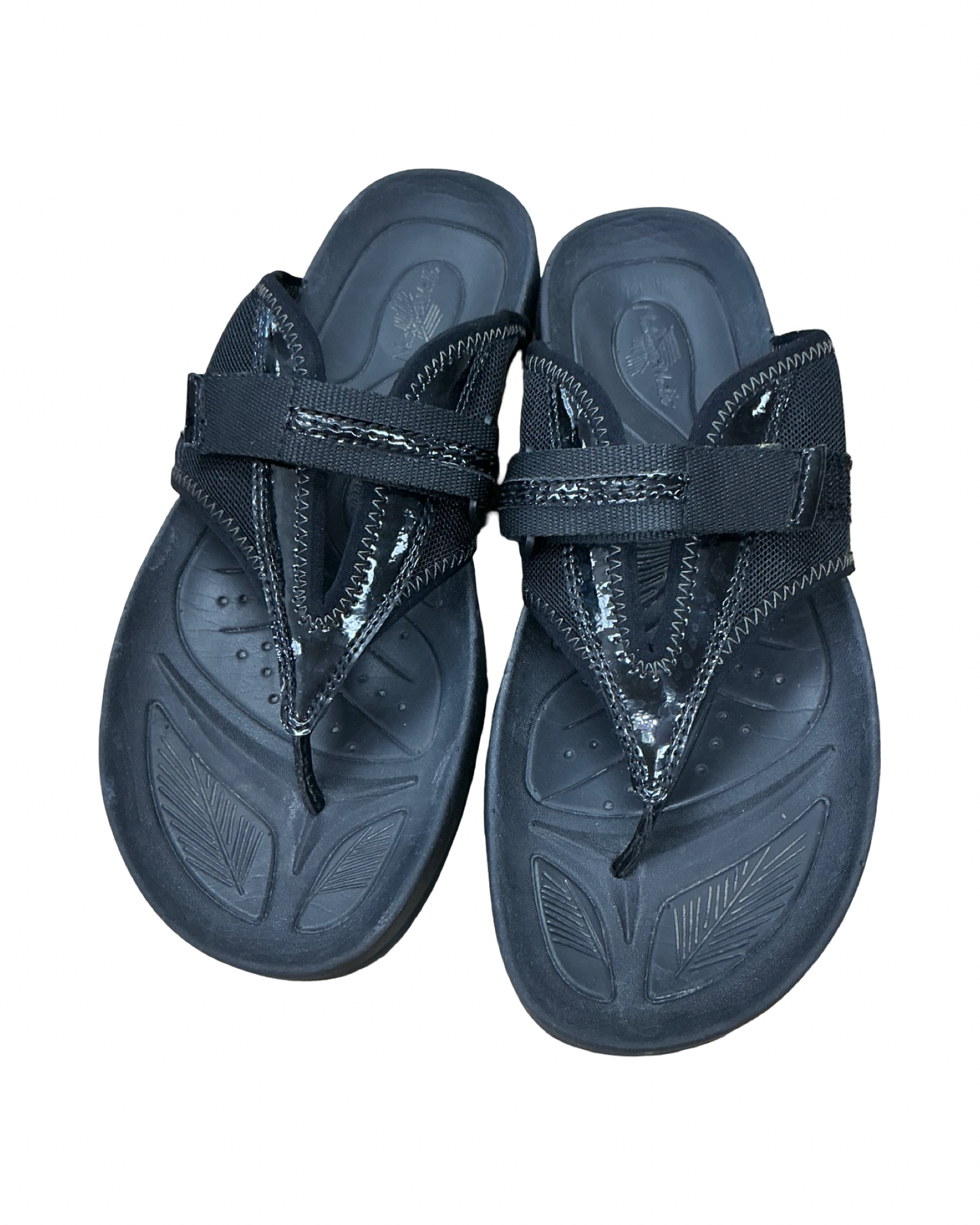 Sandals Flats By Clothes Mentor In Black, Size:8