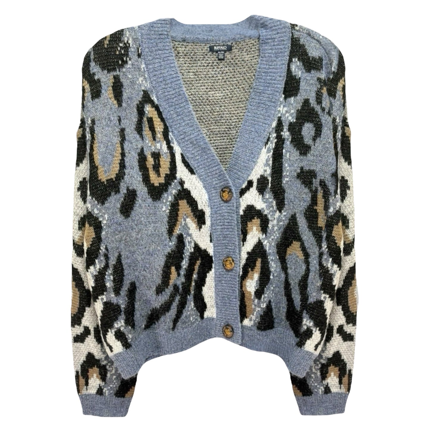 Annika V-Neck Cardigan By Buffalo David Bitton In Leopard Print, Size: XL