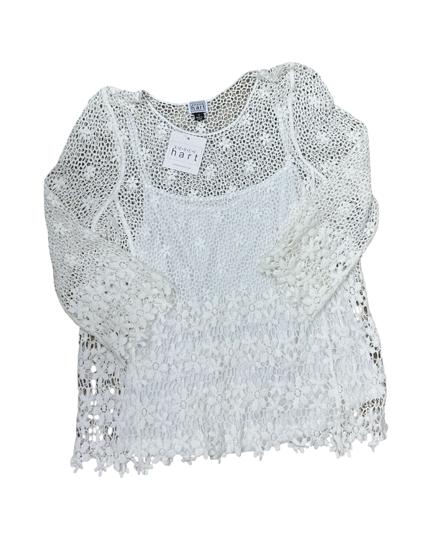 Top 3/4 Sleeve By Keren Hart In Cream, Size:M