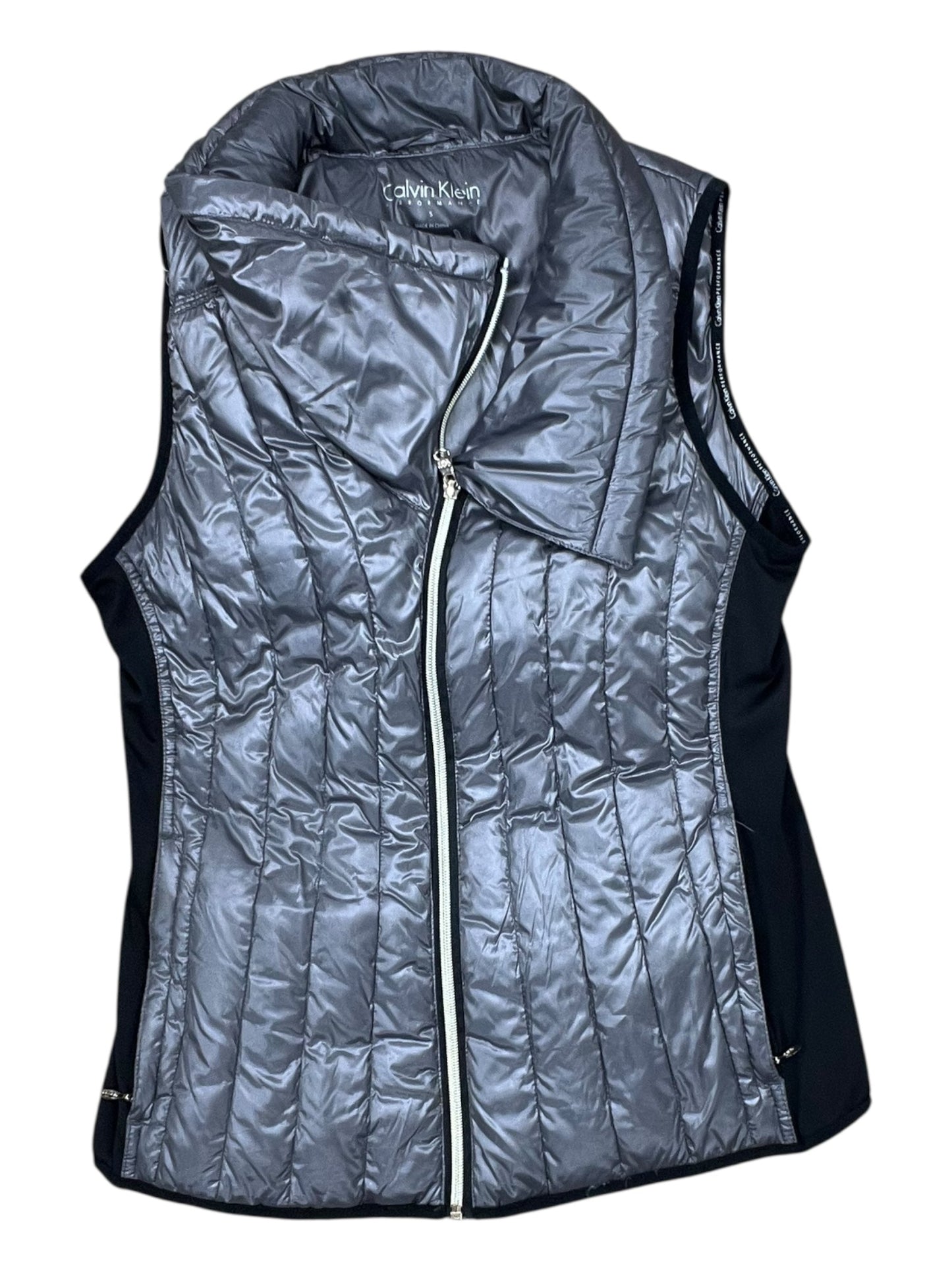 Vest Puffer & Quilted By Calvin Klein In Silver, Size:S
