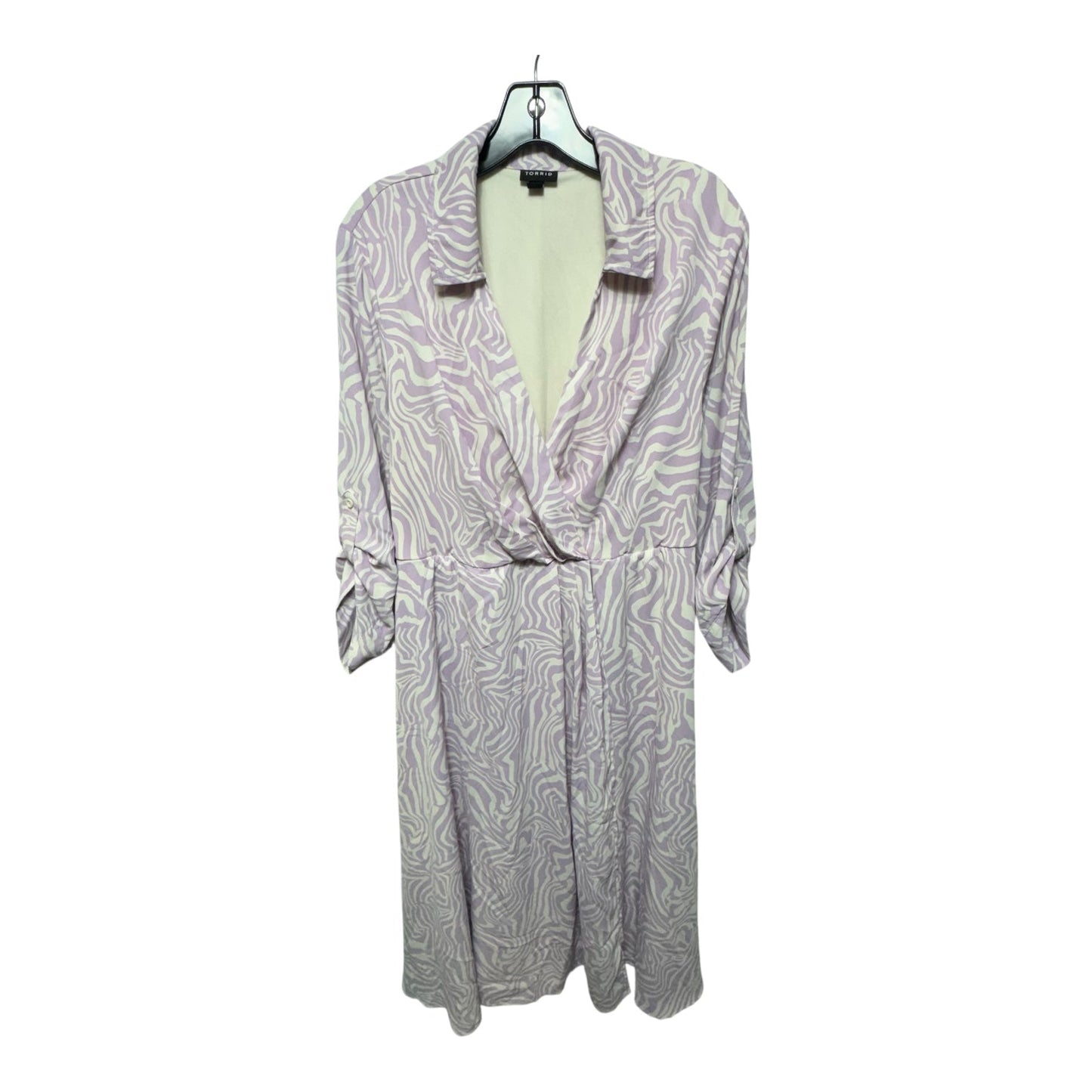 Dress Casual Midi By Torrid In Purple & White, Size: 2x