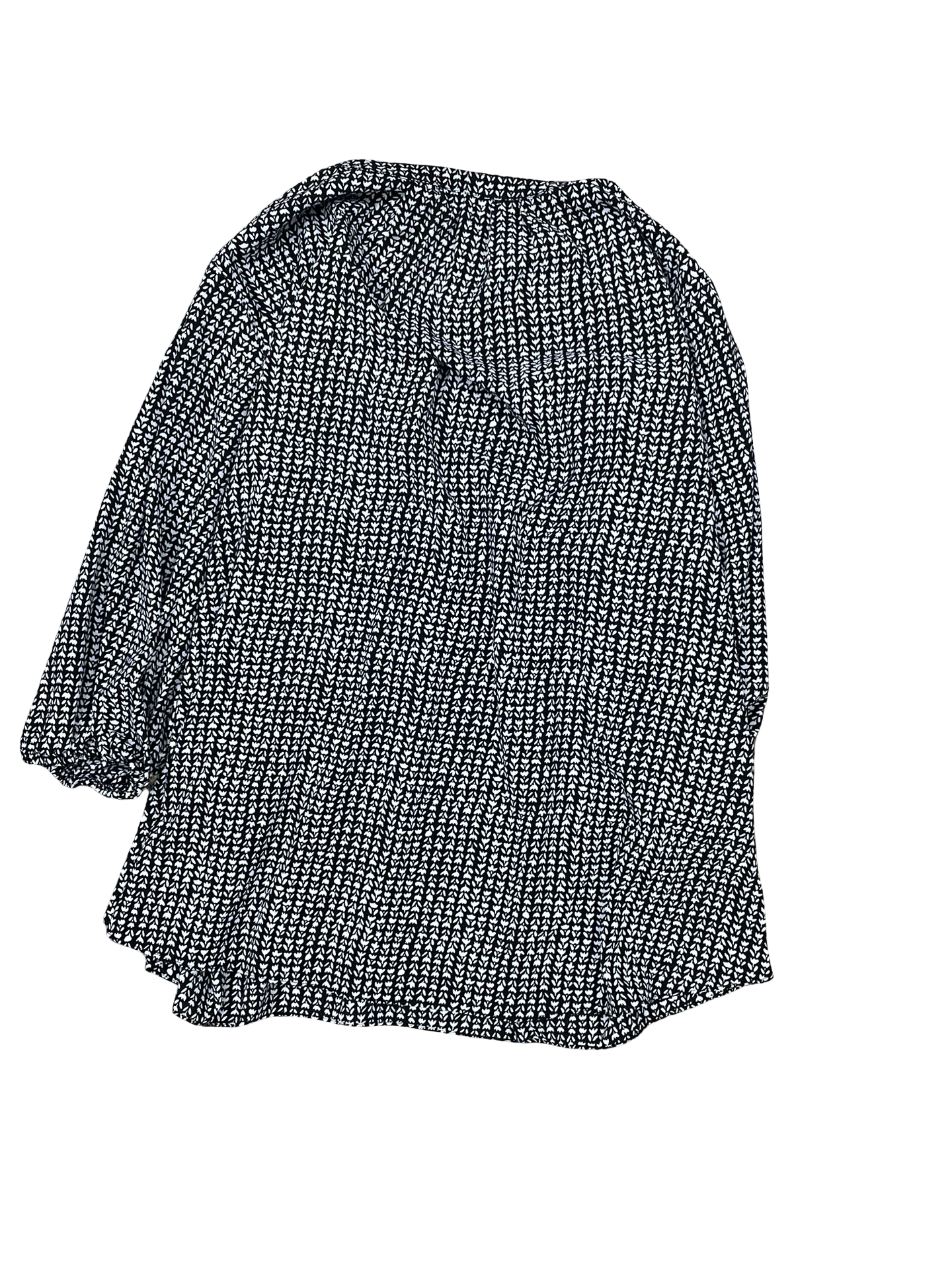 Top 3/4 Sleeve By Tahari In Black & White, Size:3X