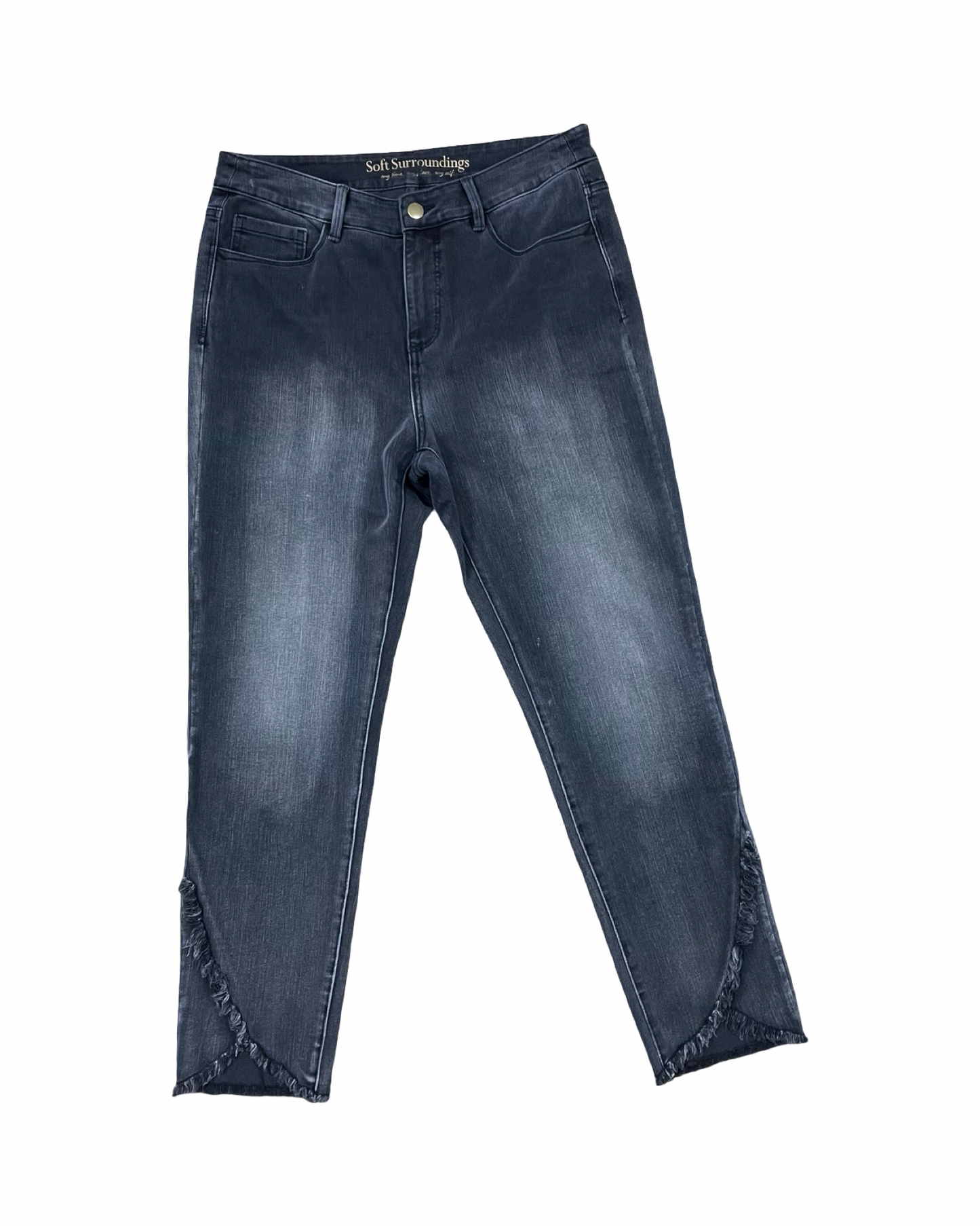 Jeans Straight By Soft Surroundings In Grey Denim, Size:8