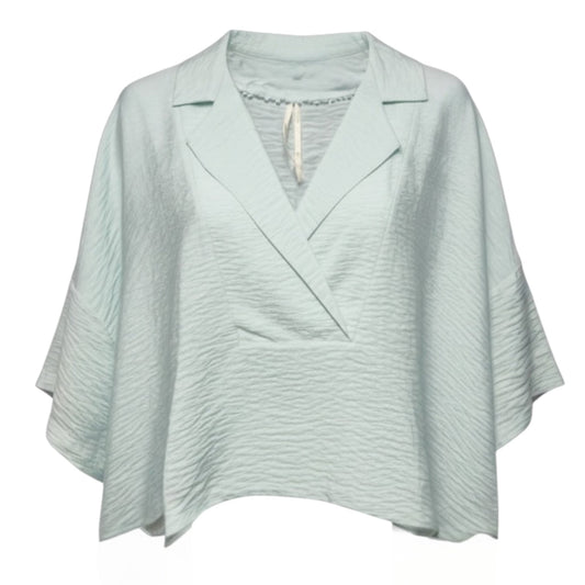 Dylon Short-Sleeve Wide Placket Top In Blue By Anthropologie, Size: Lp