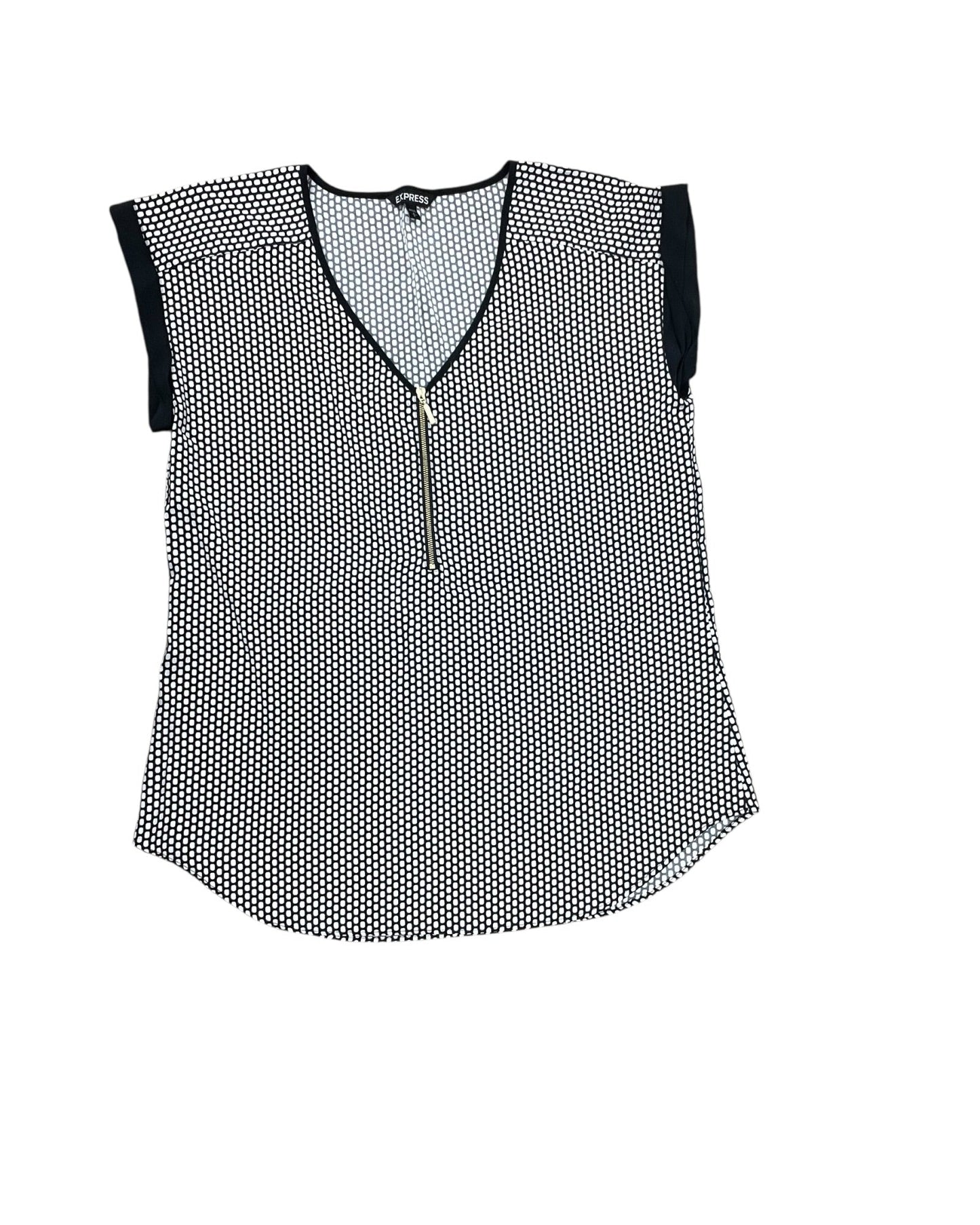 Blouse Sleeveless By Express In Black & White, Size:L