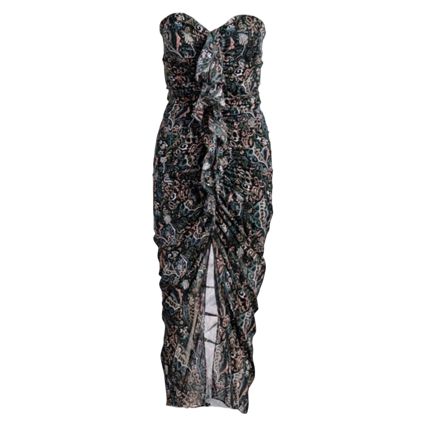 Peyton Strapless Ruched Silk Dress By Veronica Beard In Paisley Print, Size: 2