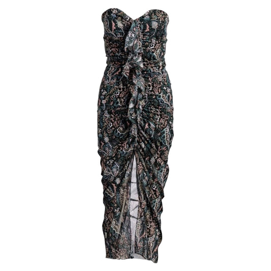 Peyton Strapless Ruched Silk Dress By Veronica Beard In Paisley Print, Size: 2