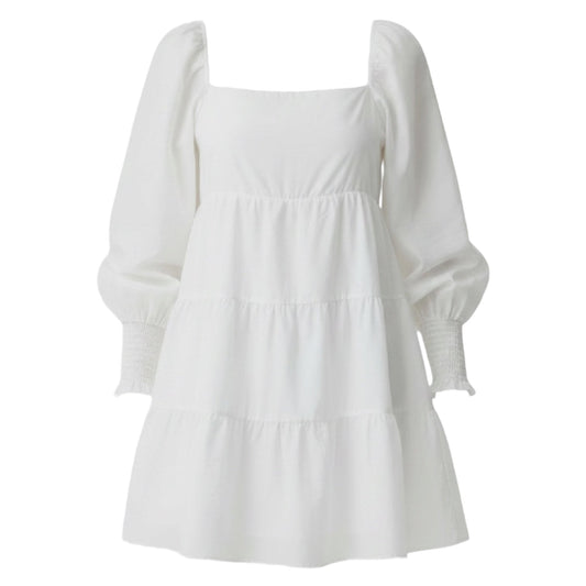 Rowen Tie Back Silk & Cotton Dress Designer By Alice + Olivia In White, Size: L