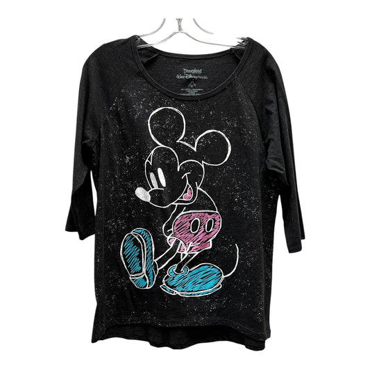 Top 3/4 Sleeve By Disney Store In Grey, Size:Xl