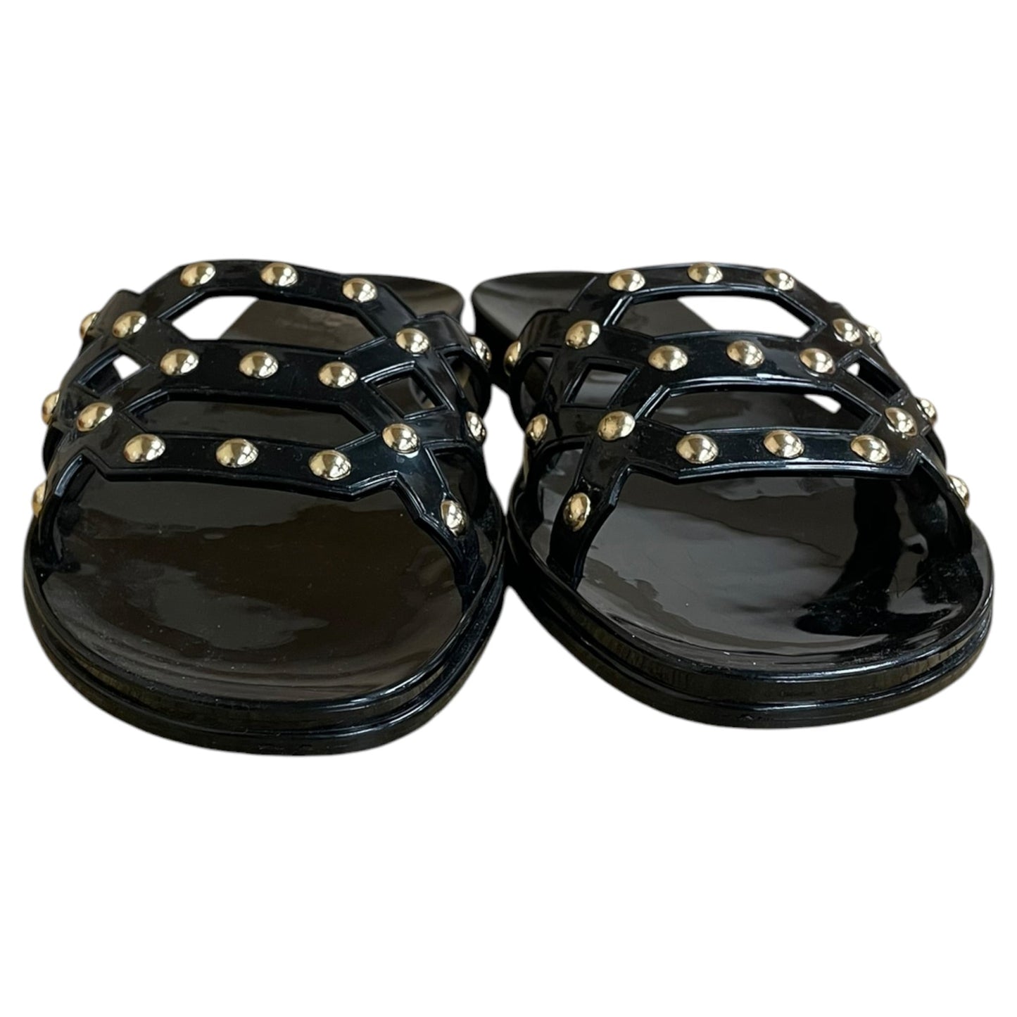 Sandals Flats By Vince Camuto In Black & Gold, Size:7