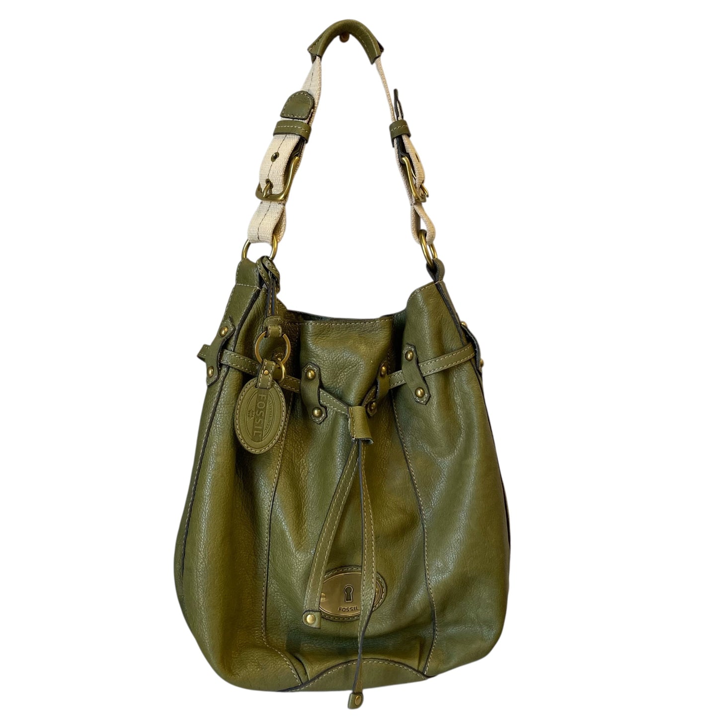 Handbag Leather By Fossil In Green, Size:Medium