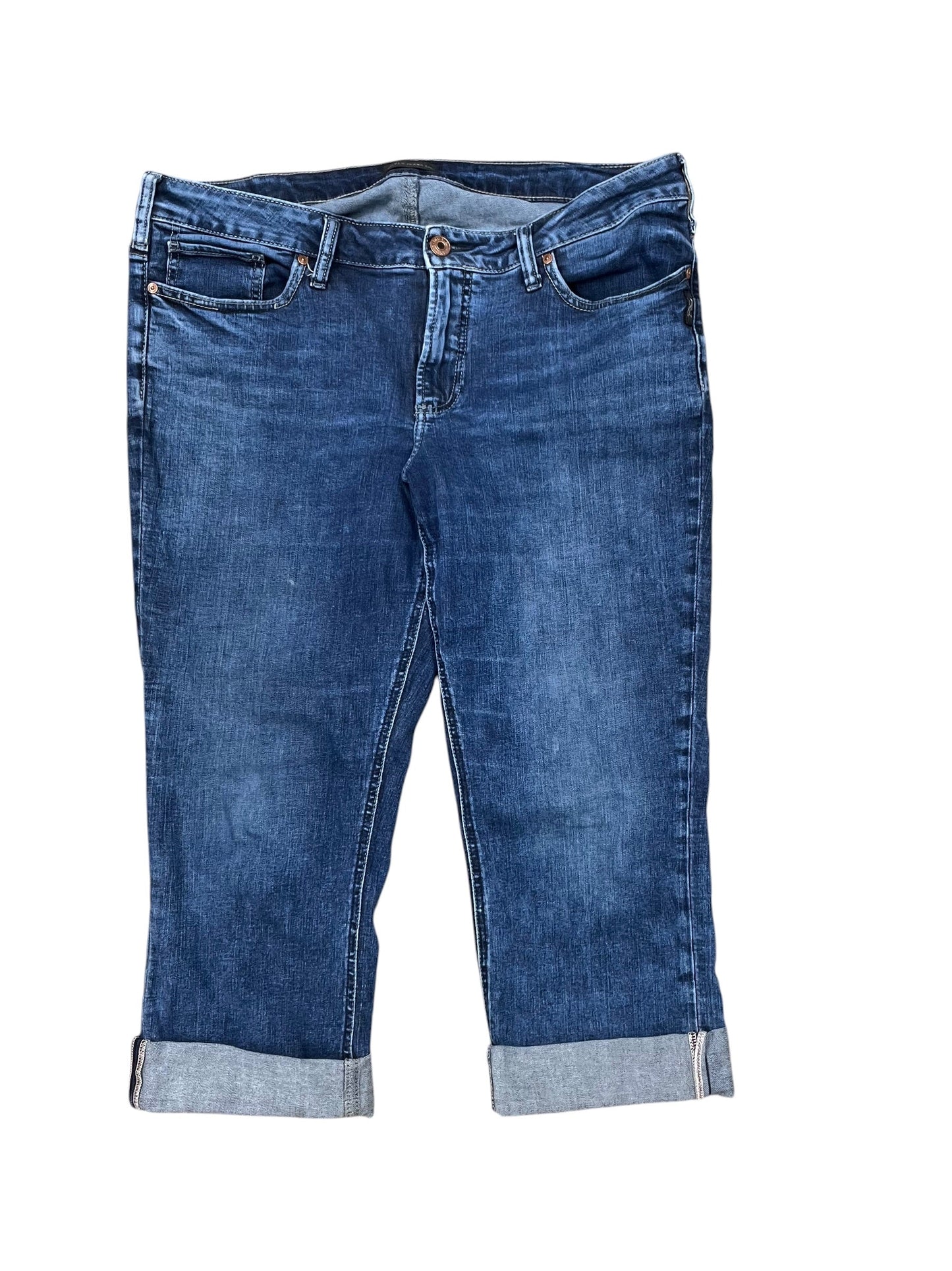 Jeans Cropped By Silver In Blue Denim, Size:16