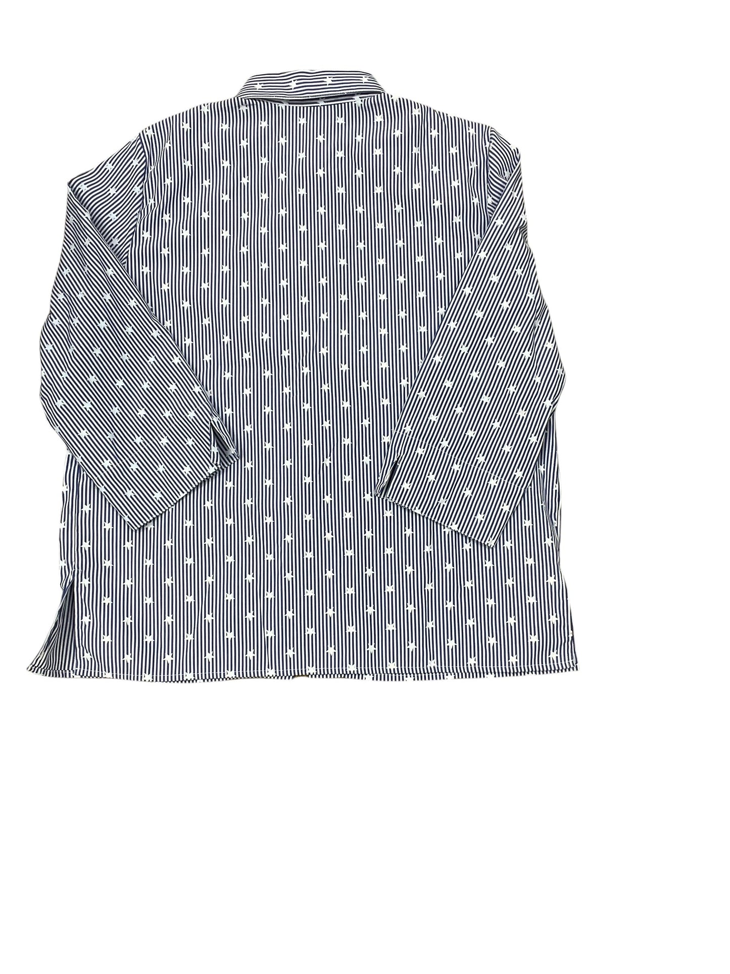 Blouse 3/4 Sleeve By Alfred Dunner In Blue & White, Size:S
