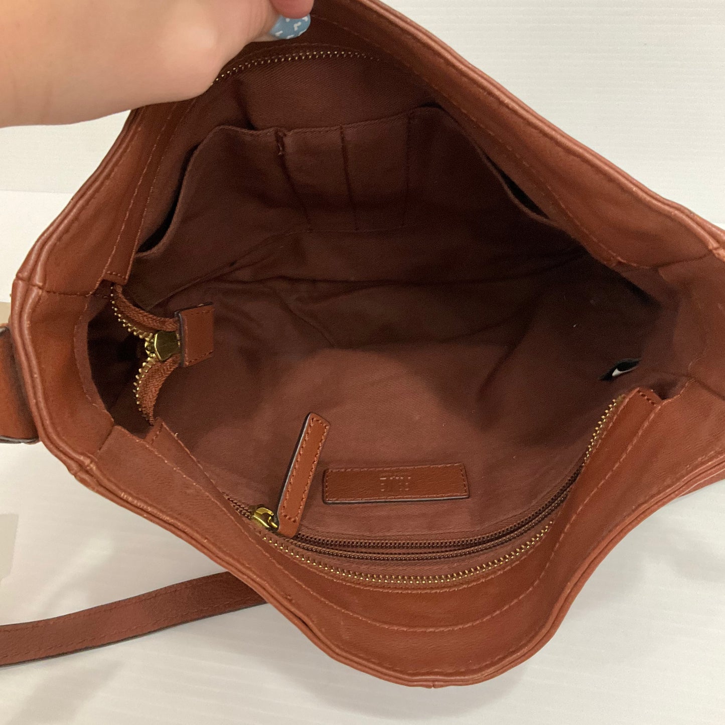 Handbag Designer By Frye In Brown, Size:Medium