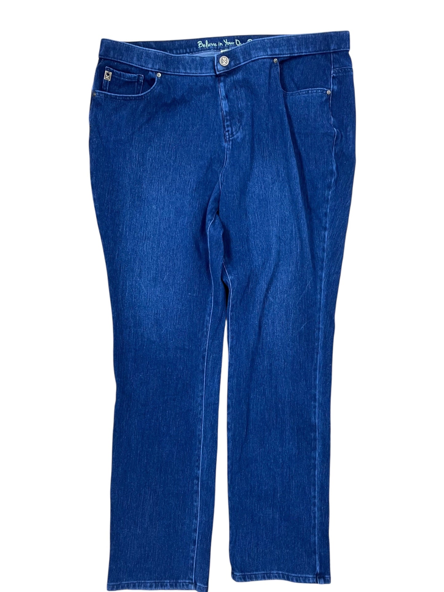 Jeans Jeggings By Belle By Kim Gravel In Blue Denim, Size:20