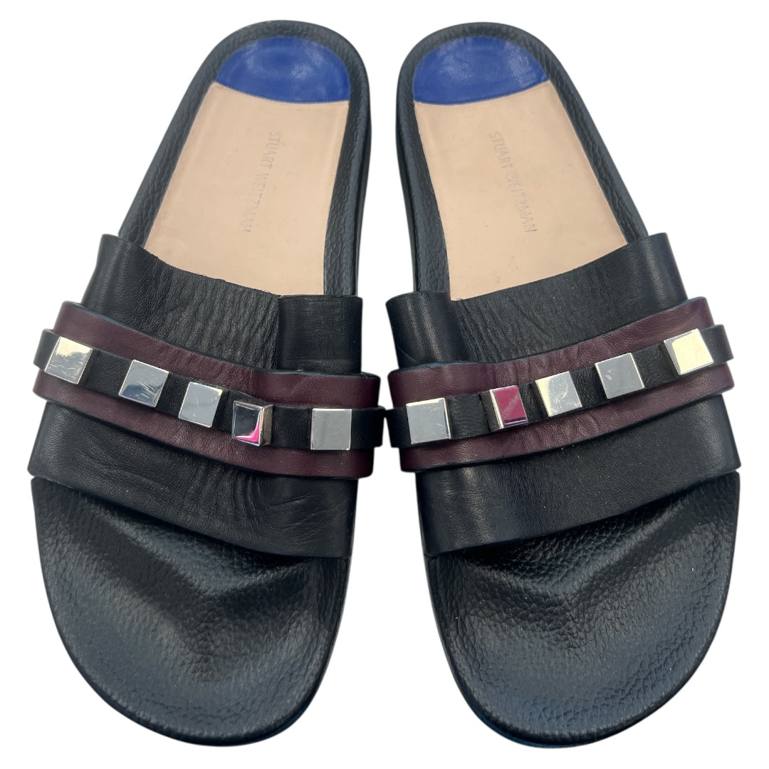 Sandals Designer By Stuart Weitzman In Black, Size:8