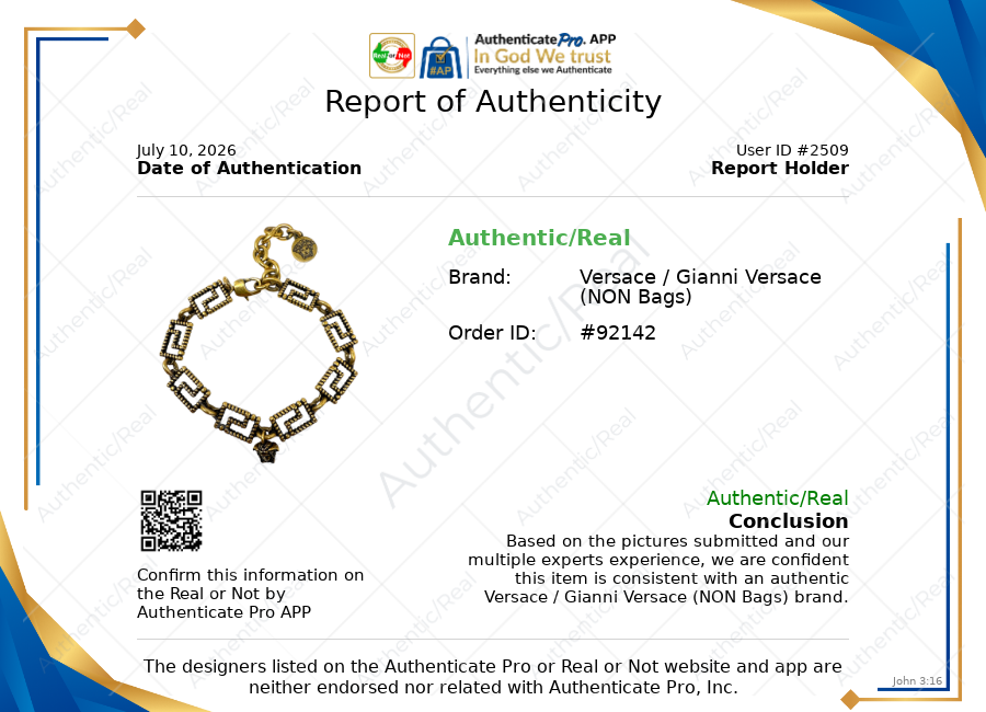Greca Antique Gold Tone Metal Bracelet  Luxury Designer By Versace