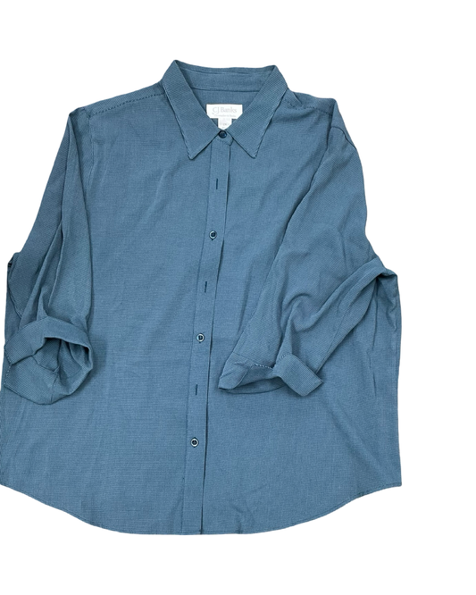 Blouse Ls By Cj Banks In Teal, Size:2X