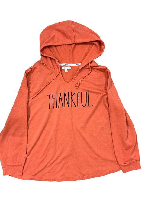 Sweatshirt Hoodie By Rae Dunn In Orange, Size:1X