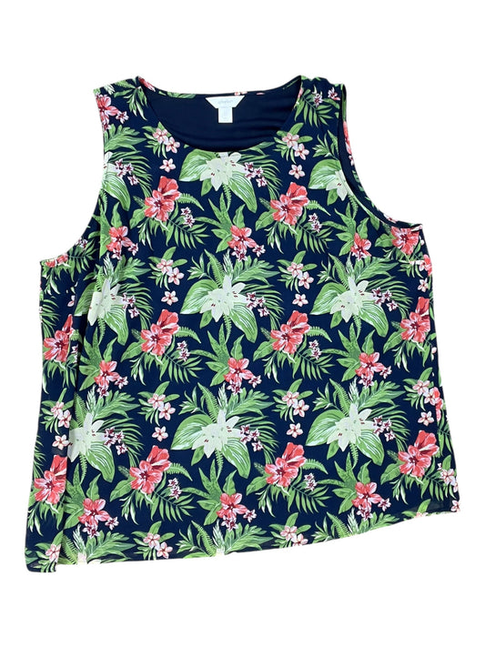 Top Sleeveless By Cj Banks In Blue & Green, Size:2X