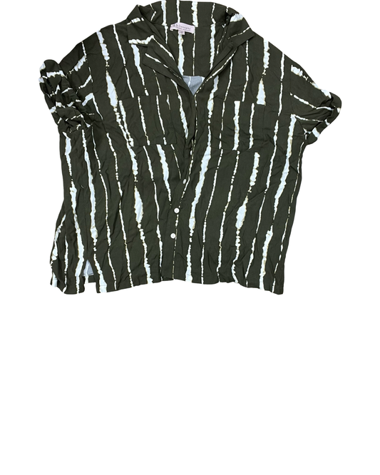 Blouse Ss By Philosophy In Cream & Green, Size:2X