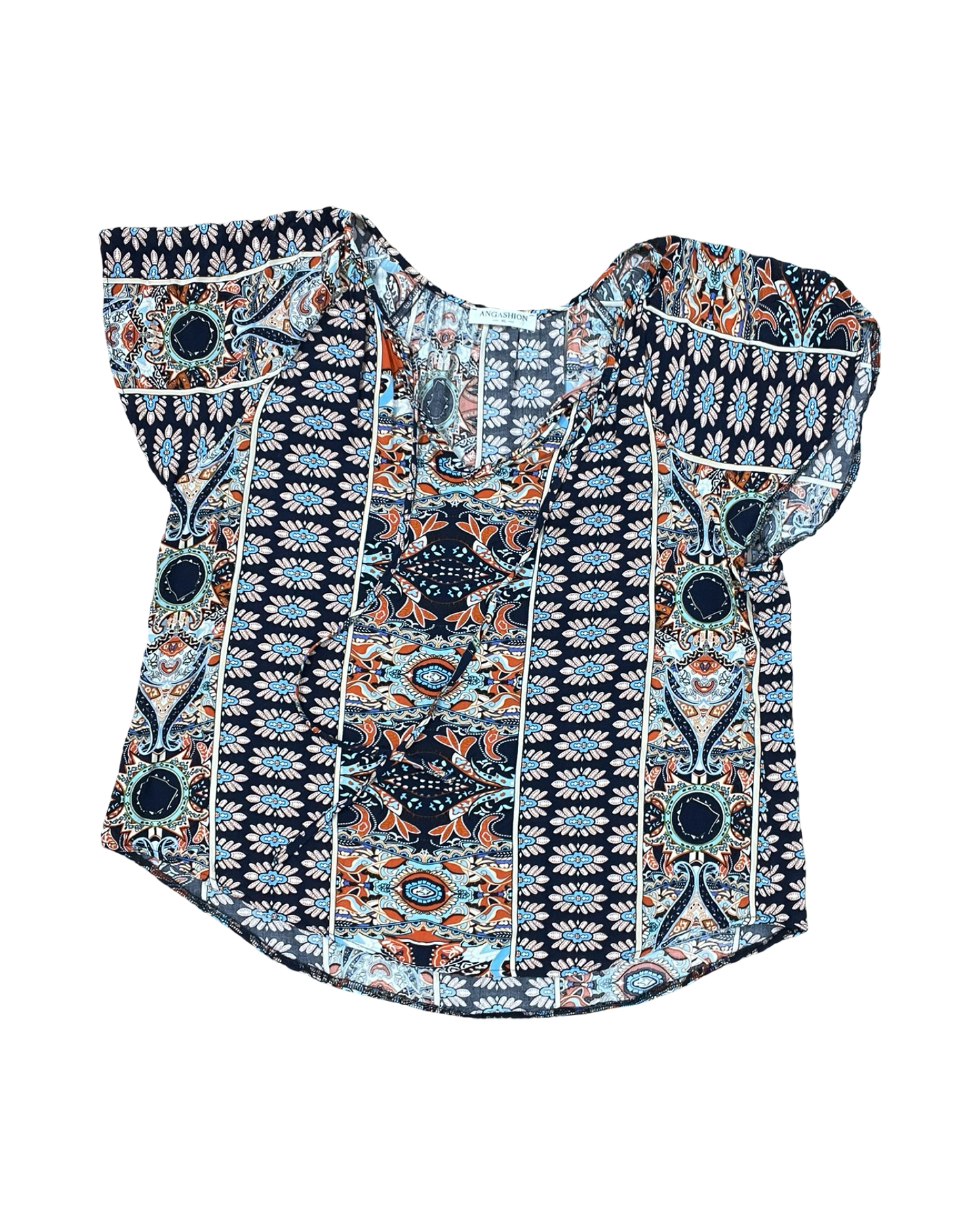 Top Ss By Angashion In Blue & Orange, Size:Xl