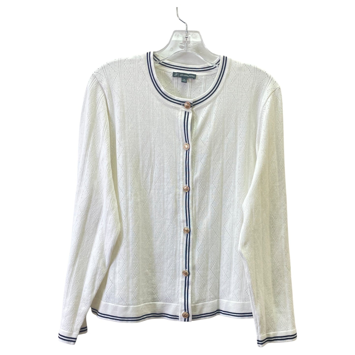 Sweater Cardigan By Adrianna Papell In Cream, Size:1X