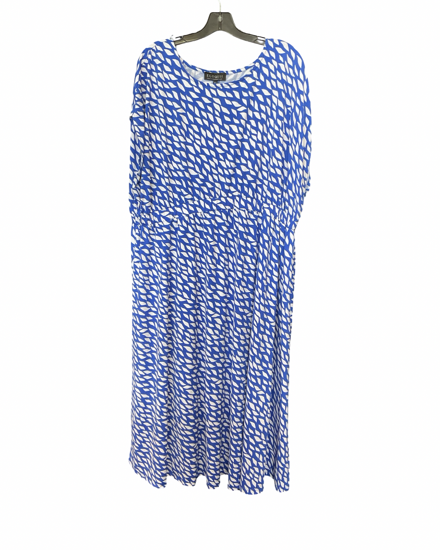 Dress Casual Midi By Eloquii In Blue & White, Size:2X