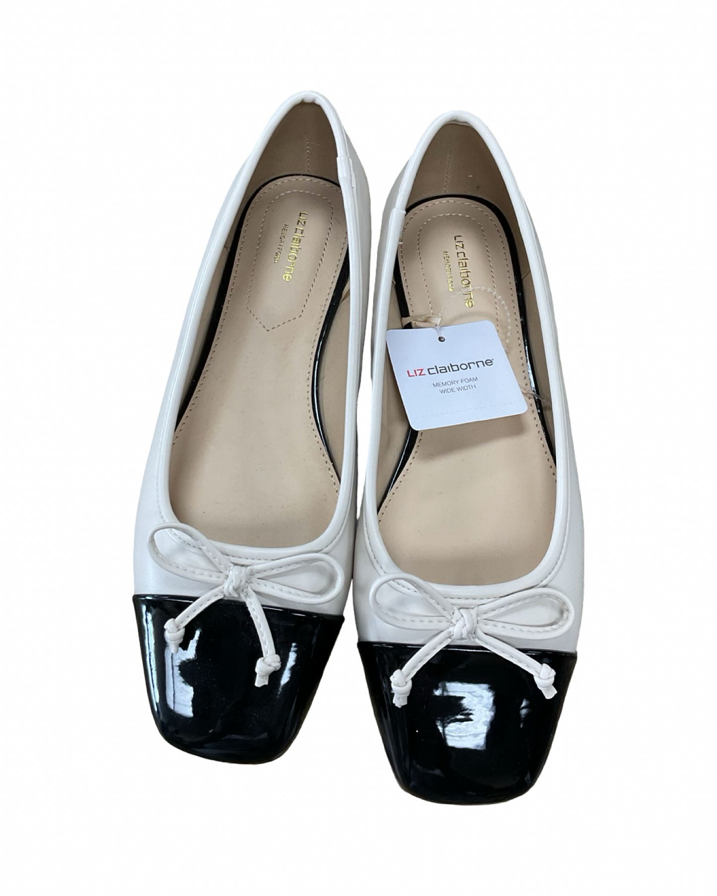 Shoes Flats By Liz Claiborne In Black & Cream, Size:9