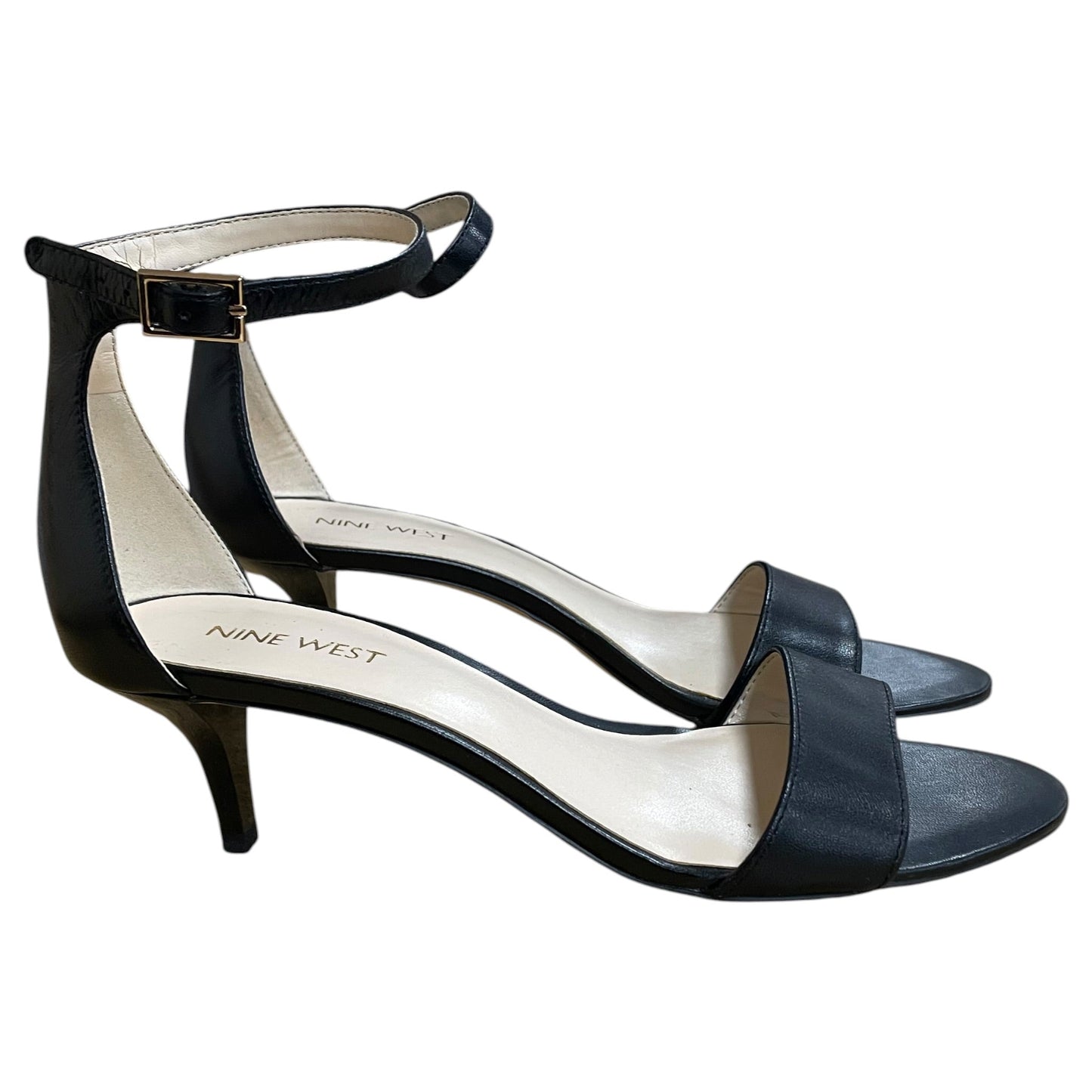 Sandals Heels Kitten By Nine West In Black, Size:7
