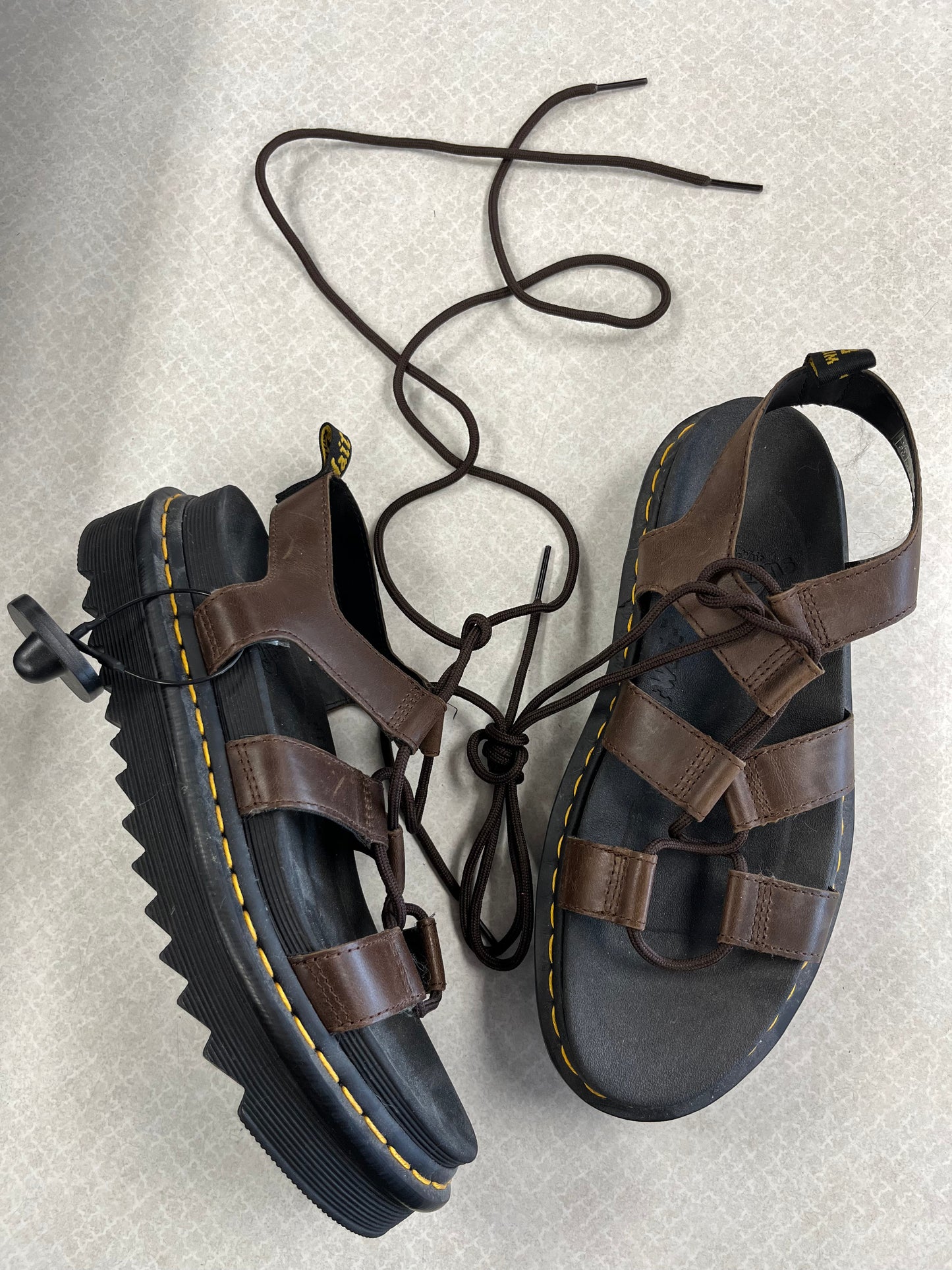 Sandals Heels Platform By Dr Martens In Brown, Size:9