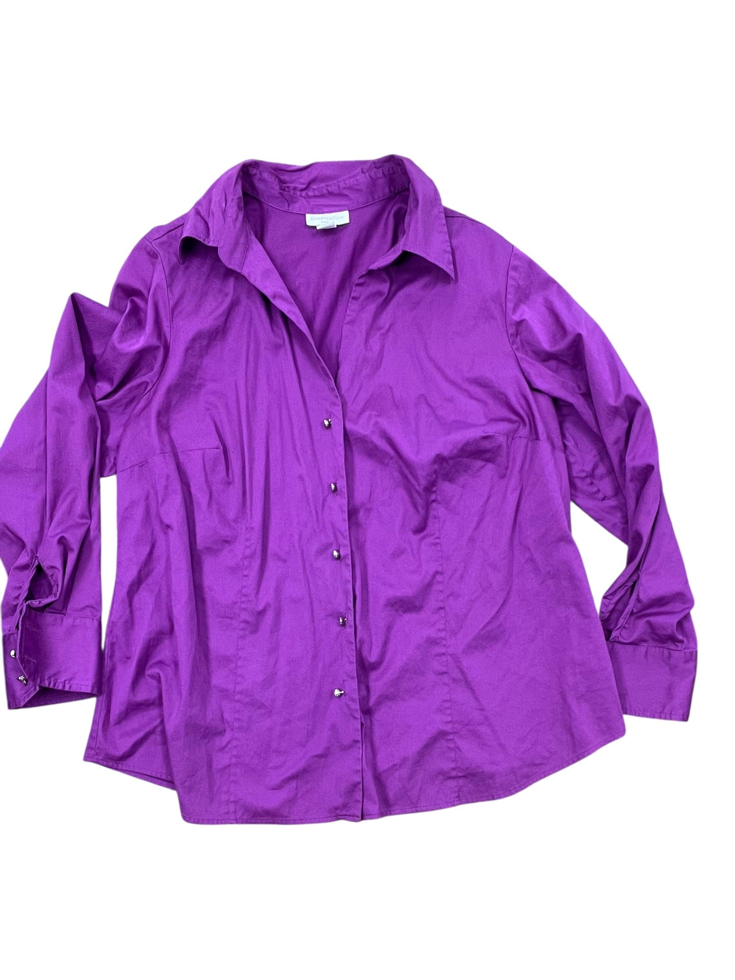 Top 3/4 Sleeve Basic By New York And Co In Purple, Size:Xl
