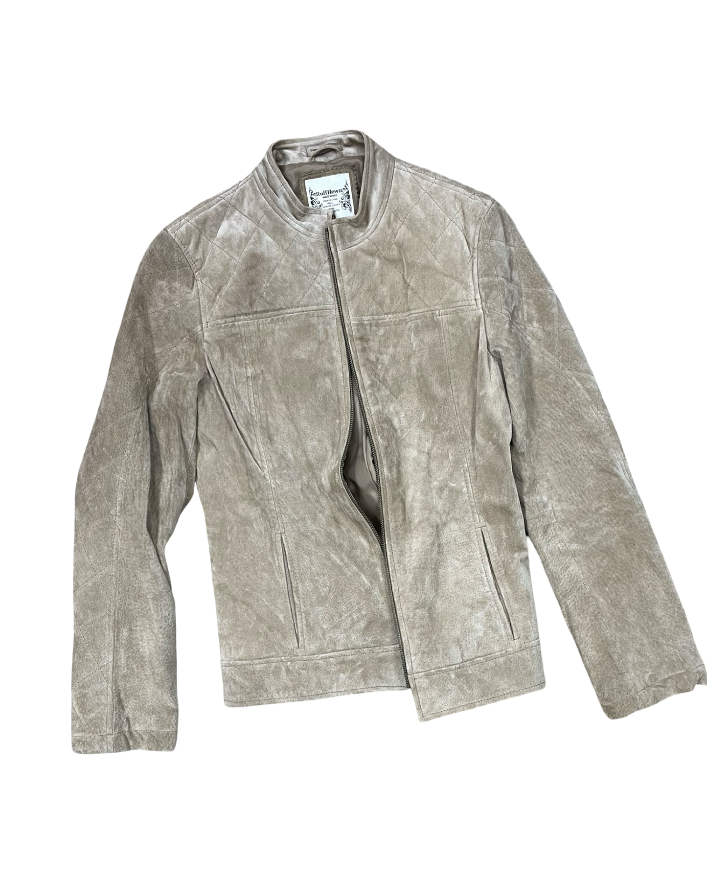 Jacket Leather By Ruff Hewn In Beige, Size:M