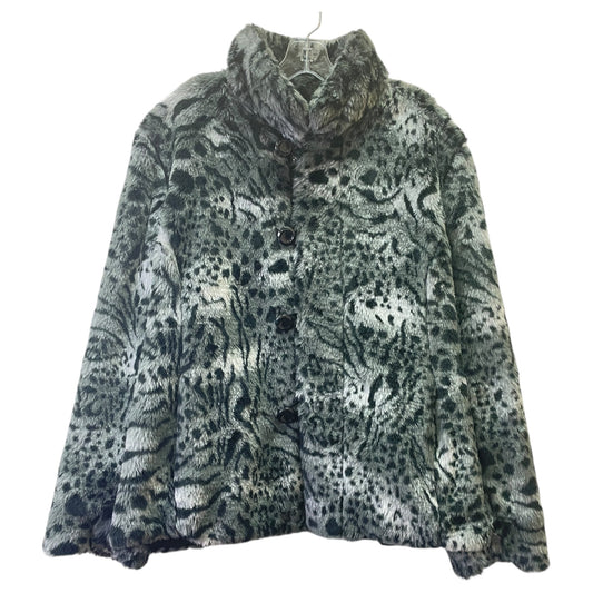 Coat Faux Fur & Sherpa By Hilary Radley In Black & Grey, Size:M