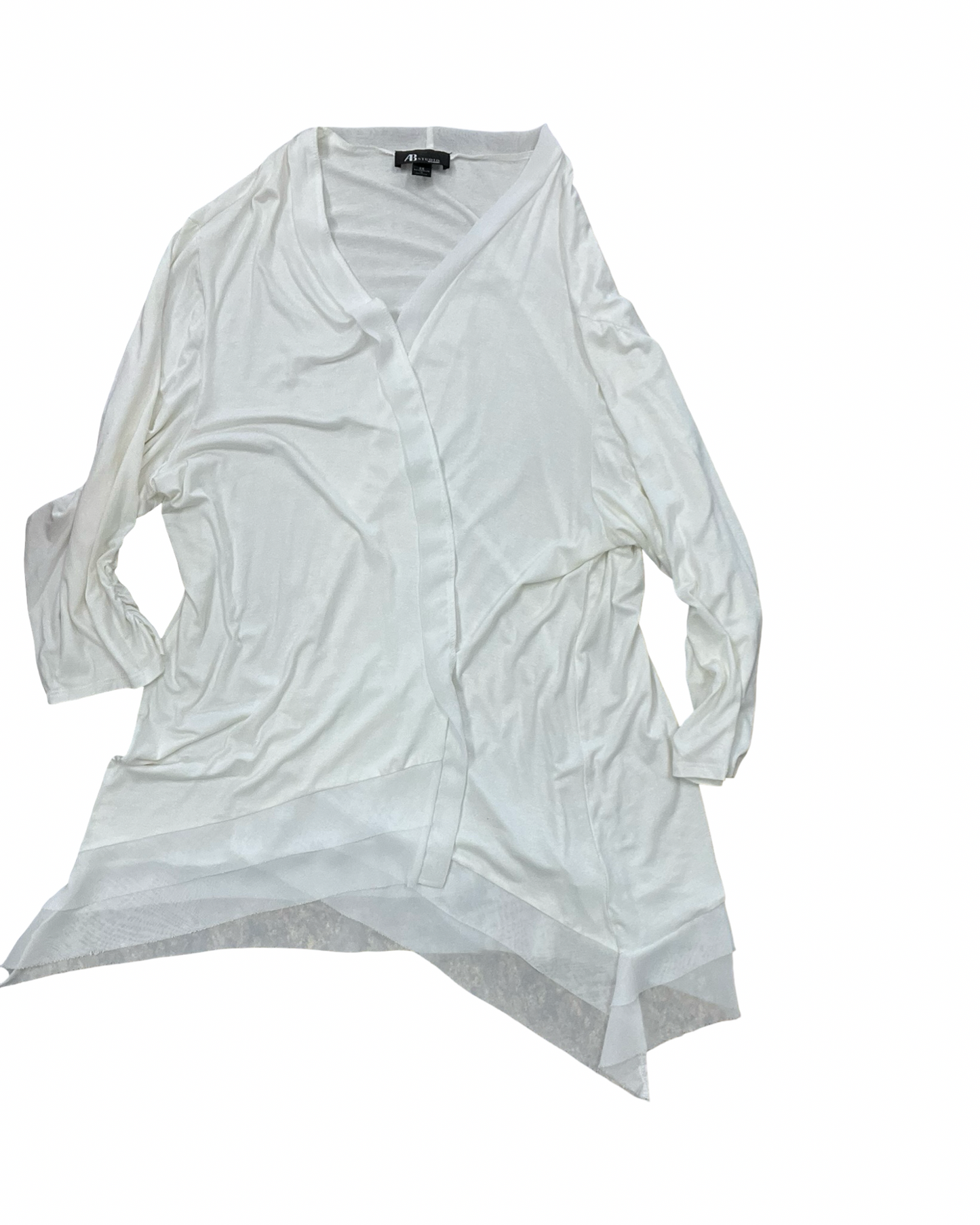 Cardigan By Ab Studio In White, Size:2X