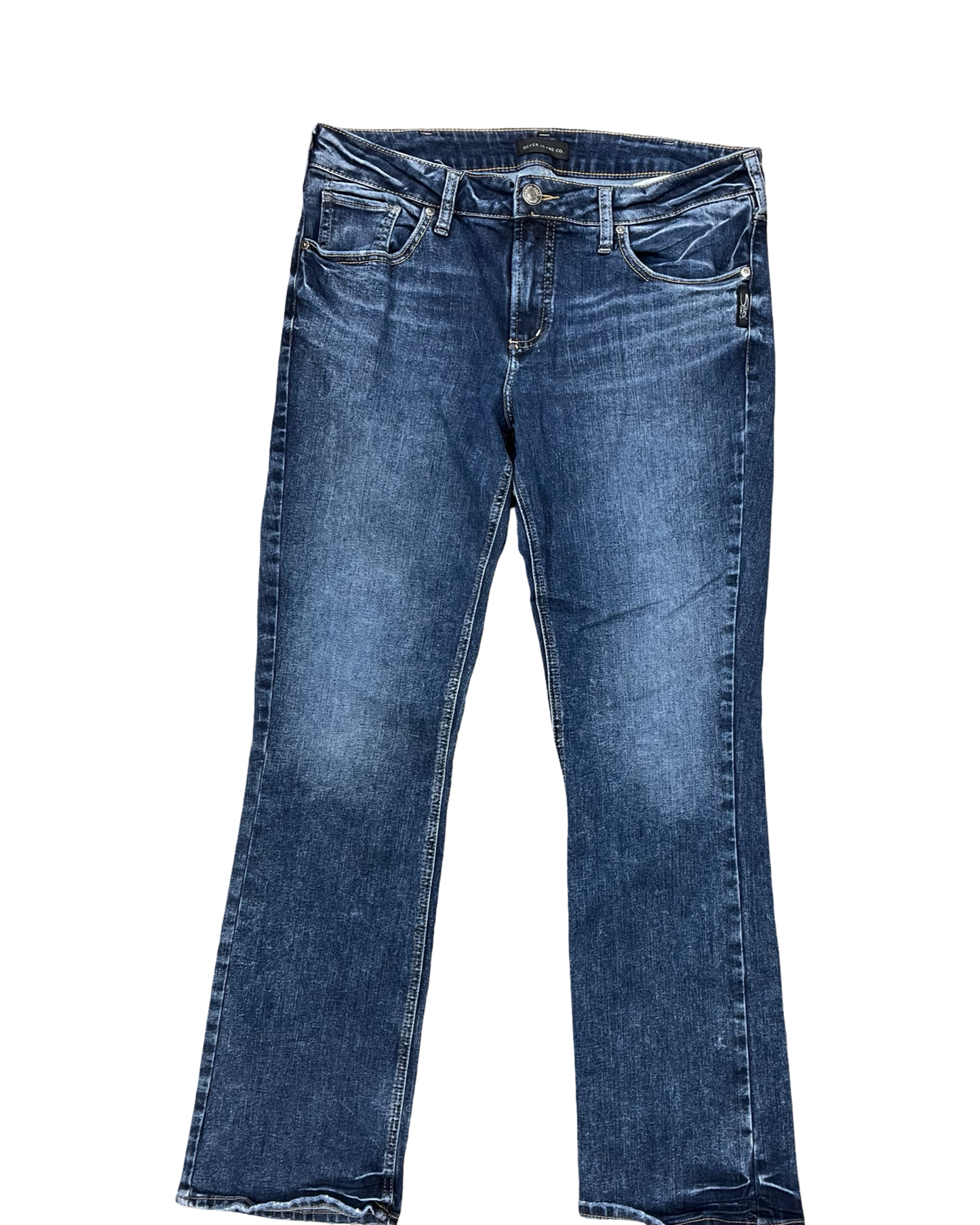 Jeans Boot Cut By Silver In Blue Denim, Size:14
