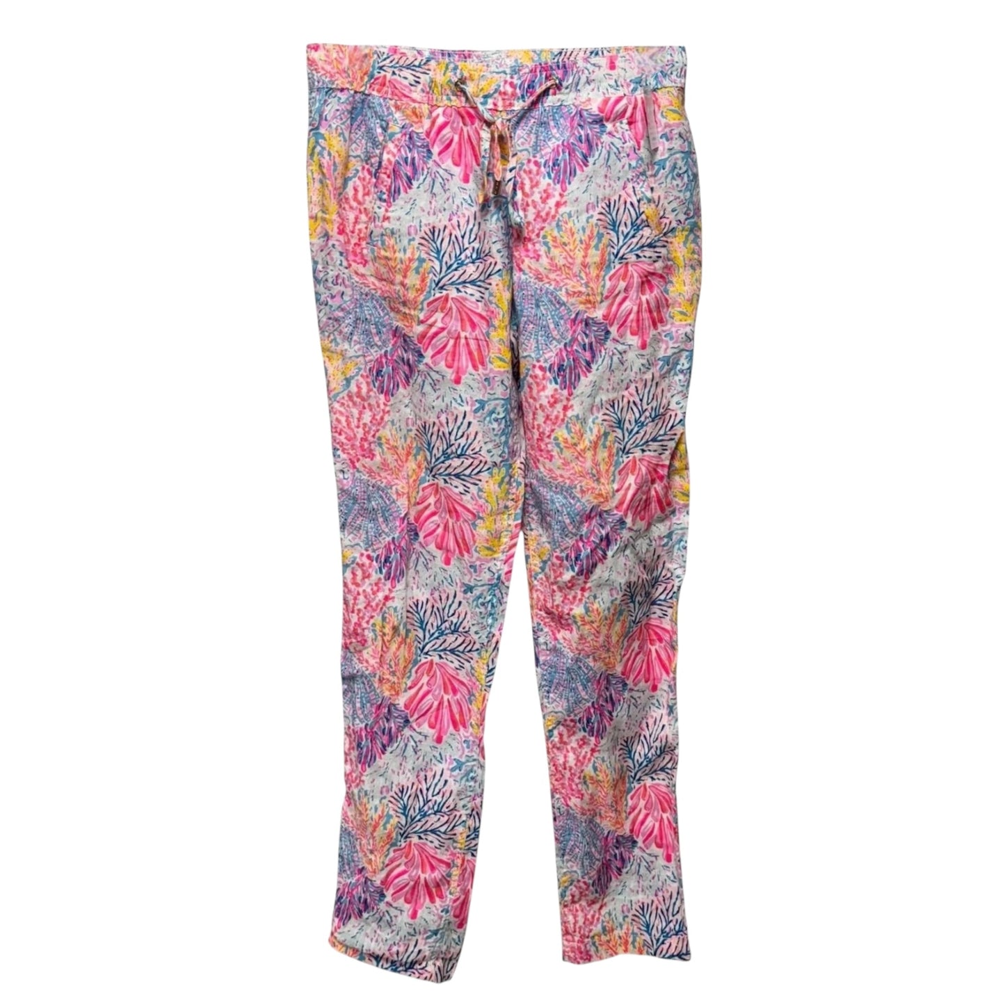 Taron Mid-Rise Linen Pants Designer By Lilly Pulitzer In Multi Splashdance, Size: XS