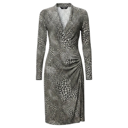 Faux Wrap Dress Casual Midi By Norma Kamali In Animal Print, Size: S