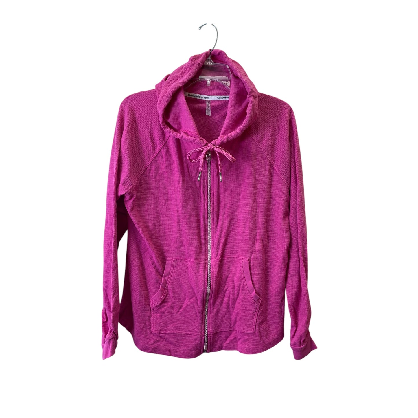 Athletic Sweatshirt Hoodie By Calvin Klein In Pink, Size:1X