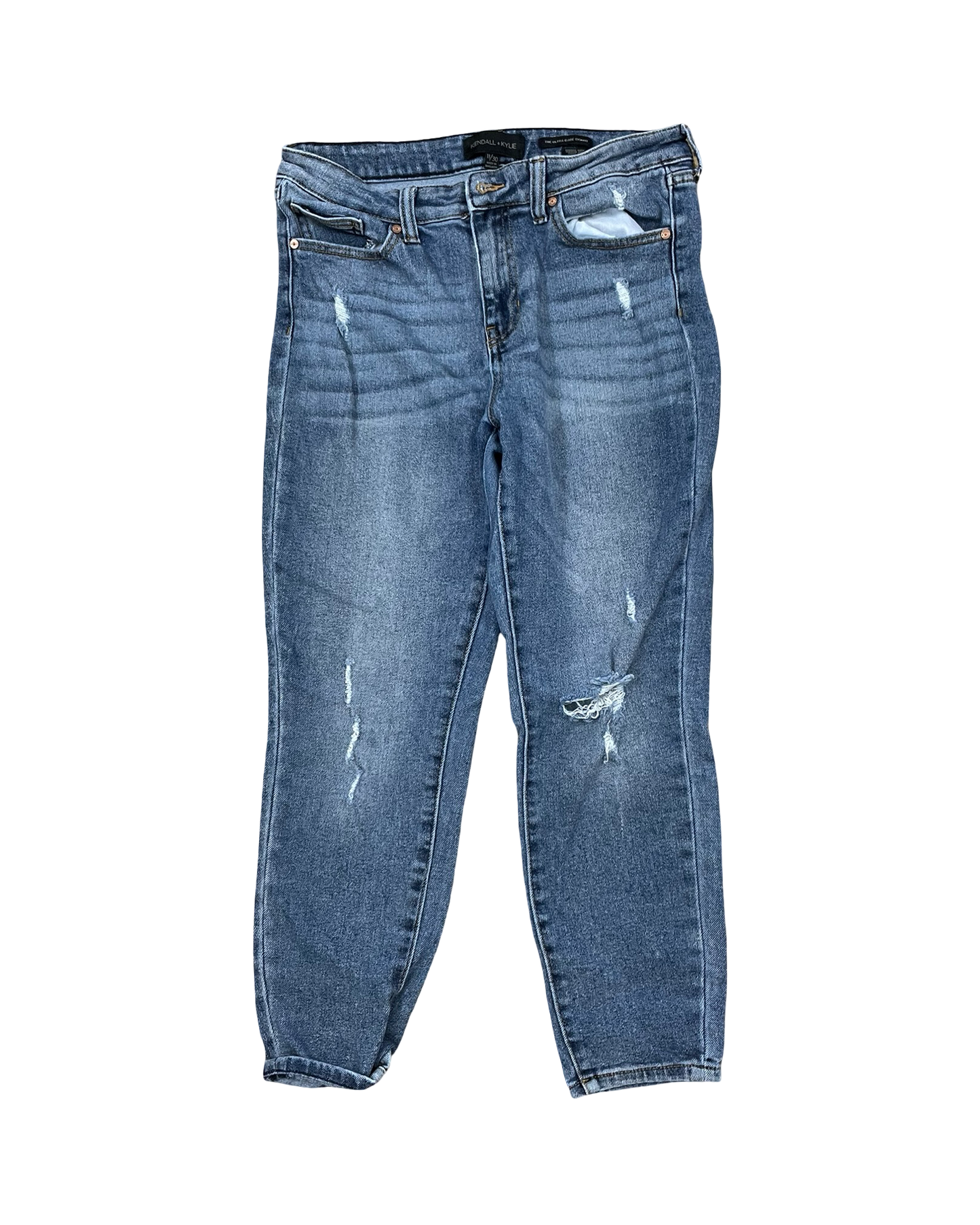 Jeans Cropped By Kendall + Kylie In Blue Denim, Size:10