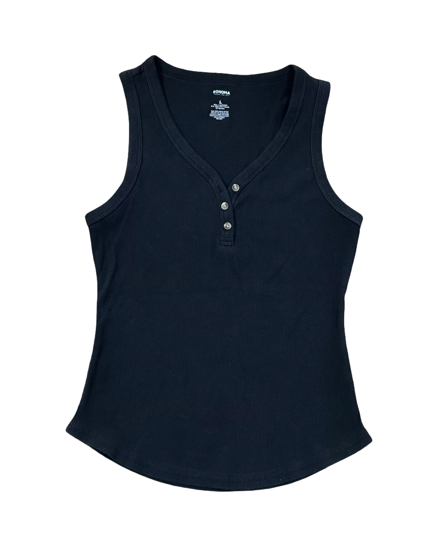 Top Sleeveless Basic By Sonoma In Black, Size:L