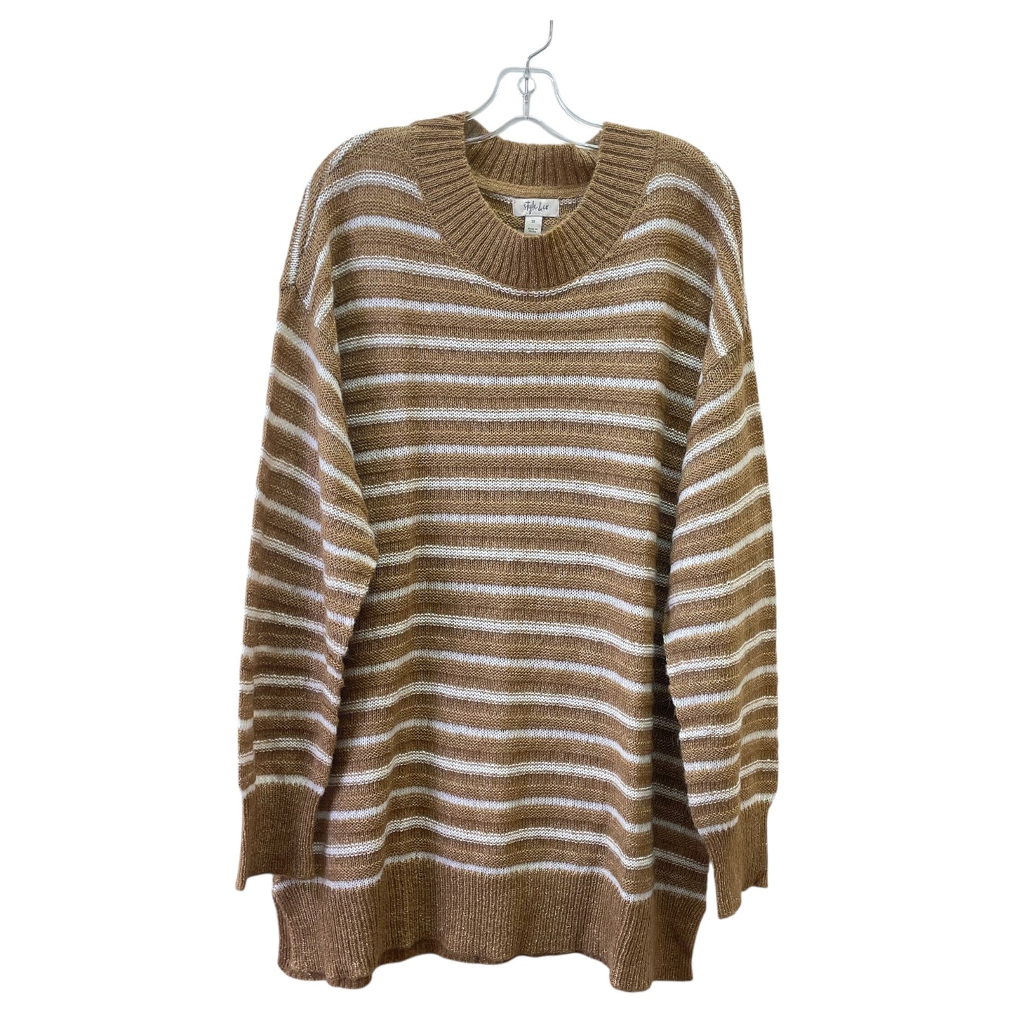 Sweater By Style And Company In Tan & White, Size:3X