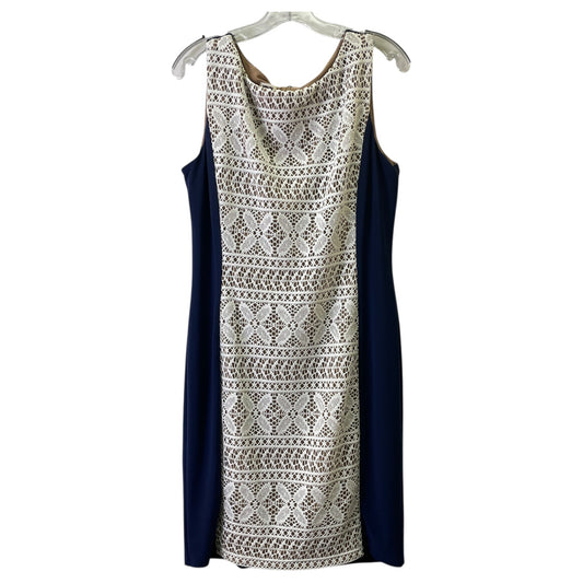 Dress Casual Short By Anne Klein In Blue & Cream, Size:12